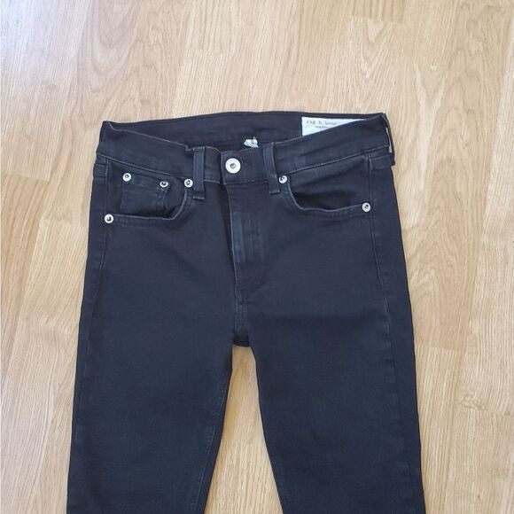 Rag & Bone Ankle Skinny Raw Hem Jeans - size 27 in Black. - Picture 4 of 14